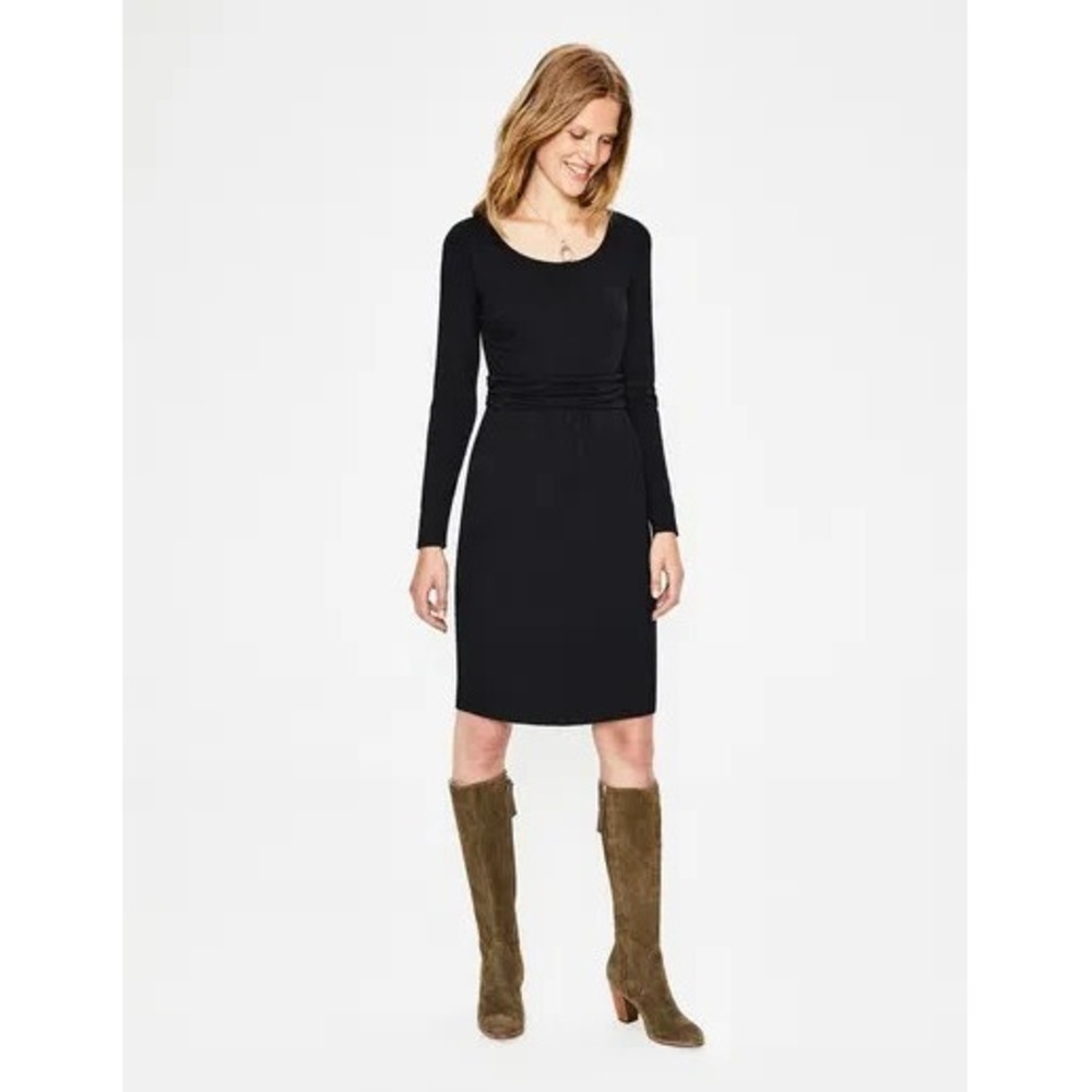 BODEN Mabel Jersey Dress Women Sz US 6R Black Long Sleeve‎ Classic Office Casual